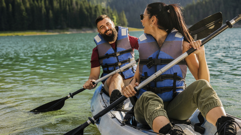 Couple kayaking