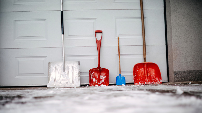 Assorted snow shovels