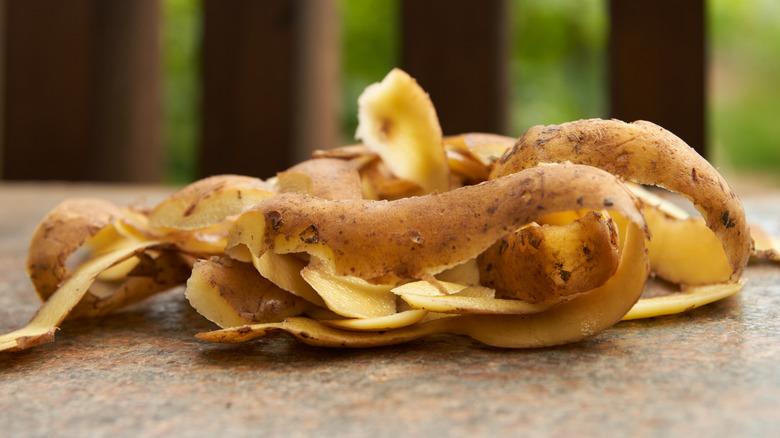 Closeup of potato peels