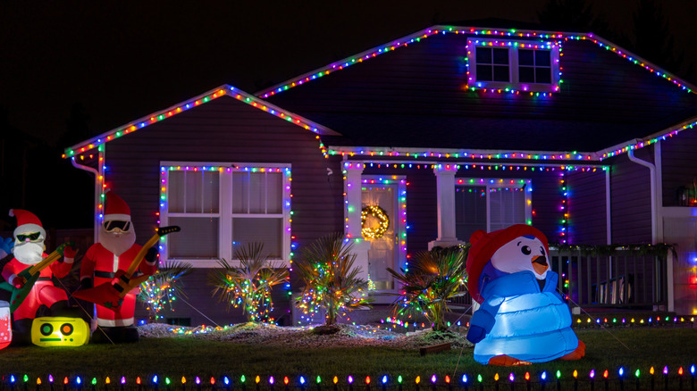 A home lit up for Christmas