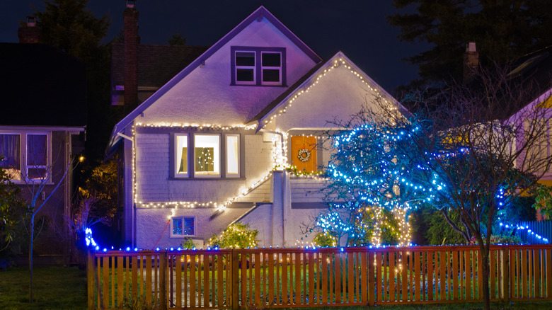 decorative string lights at night