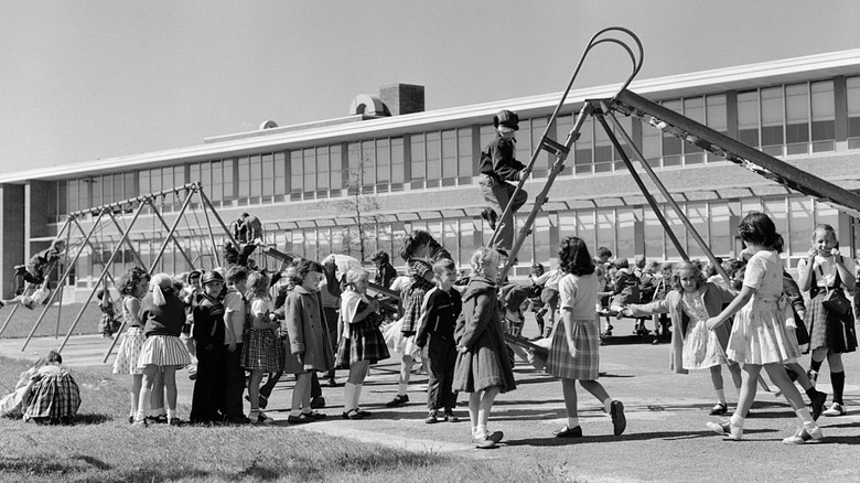 Elementary school playground in 1950s