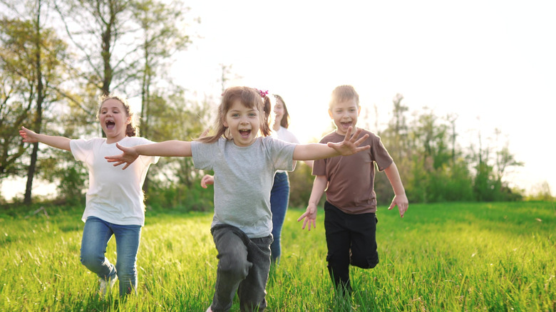 Kids running to play