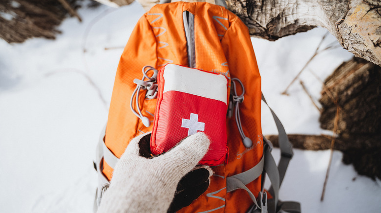 emergency kit in the snow