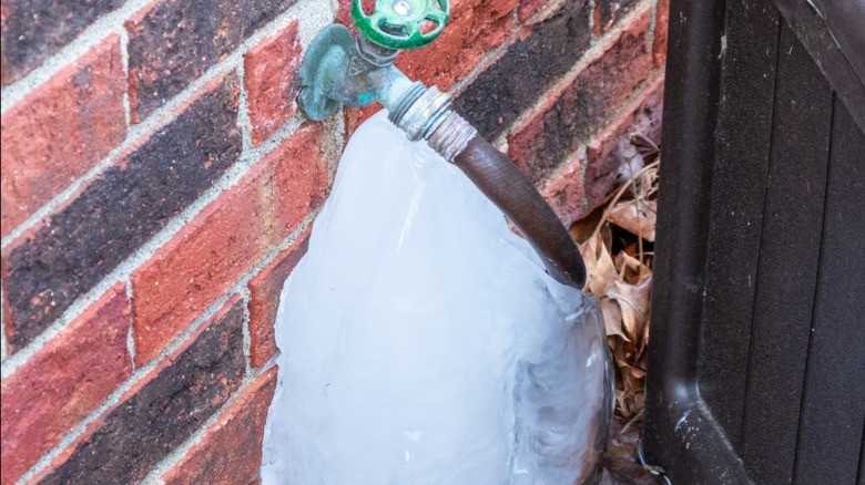 frozen outdoor faucet