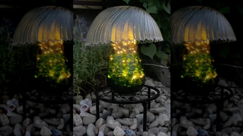 Building an illuminated mushroom sculpture from glassware