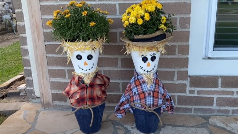 scarecrows made from plant pots