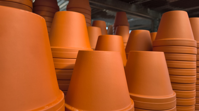 stacked terracotta pots