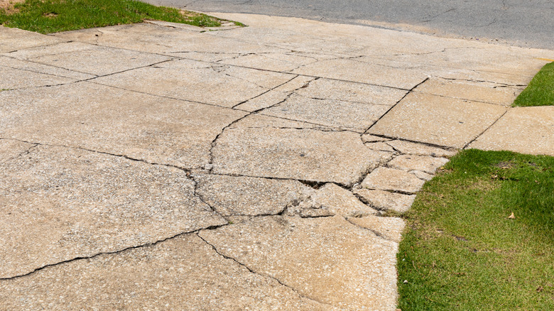 Cracks in concrete driveway