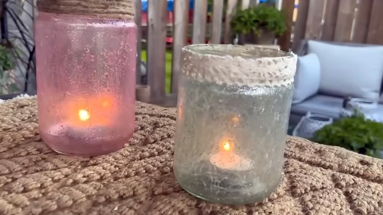 DIY crackled glass lanterns