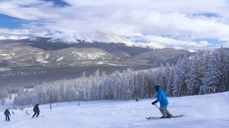 skiers on the piste in Colorado