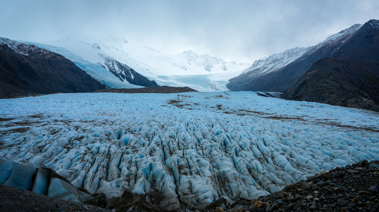 A glacier seen while hiking the Huemul Circuit