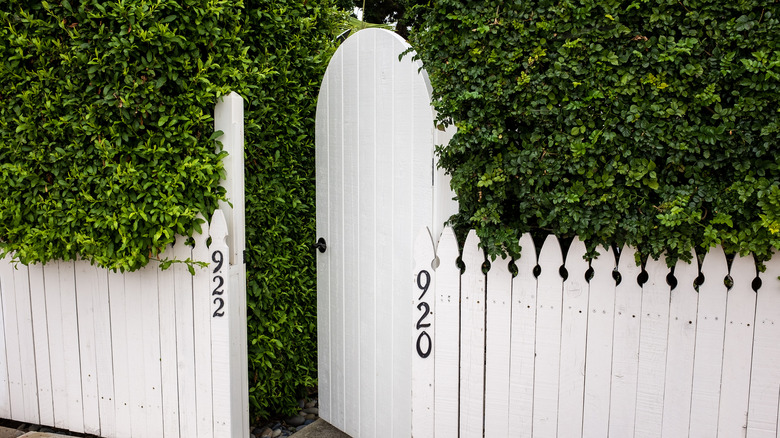 White picket fence with an open gate