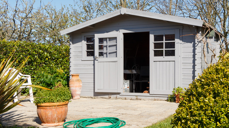 A heavy-duty resin shed