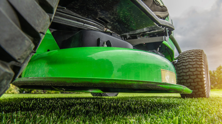 Deck of a riding lawn mower