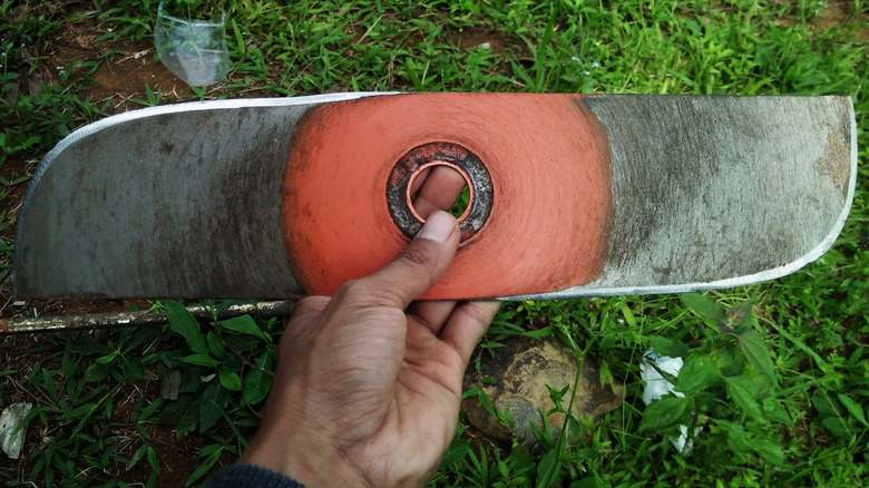 Sharpened brush cutter blade