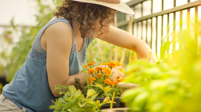 Young women in her garden