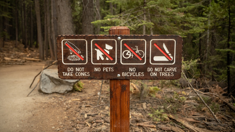 Sign displaying national park rules