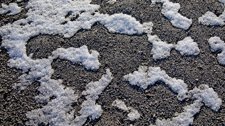 Snow on volcanic cinders