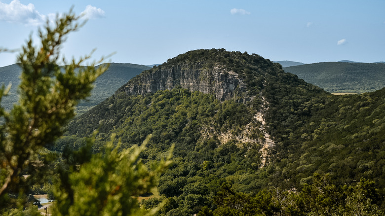 Old Baldy in Garner State Park can be seen from Bear Creek State Park