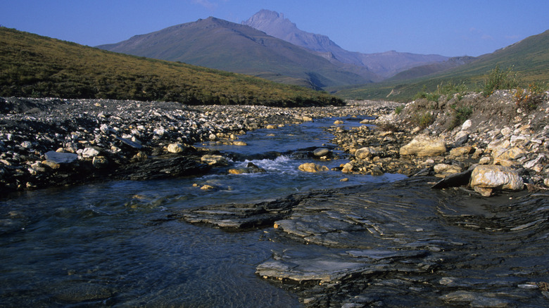 Creek running from mountains in Gates of Arctic National Park