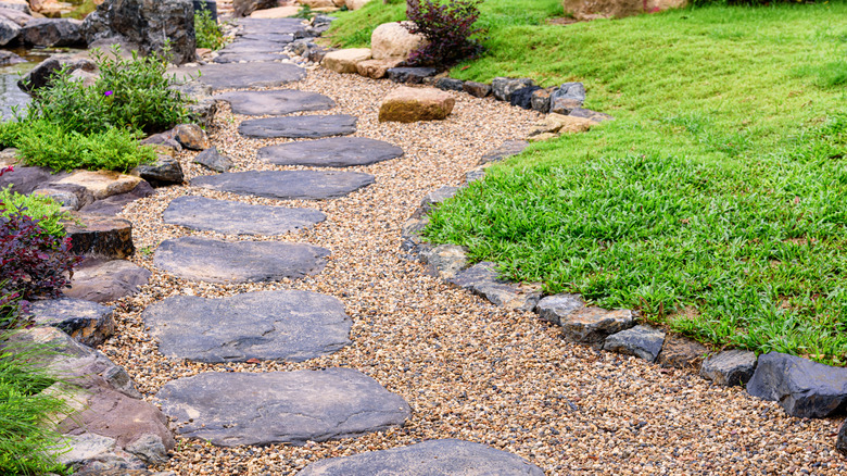 stepping stones in a gravel pathway