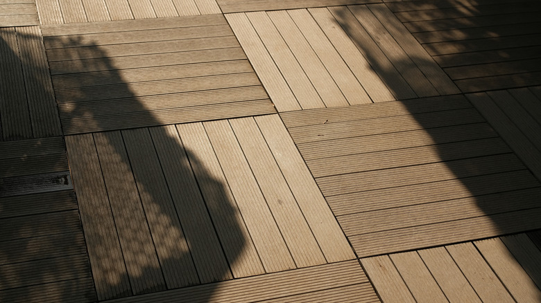 Composite wood deck tiles