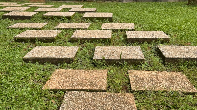 Garden path made of paver stones