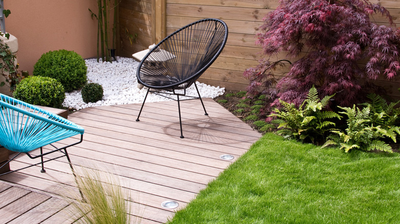 Outdoor furniture arrangement on a small patio
