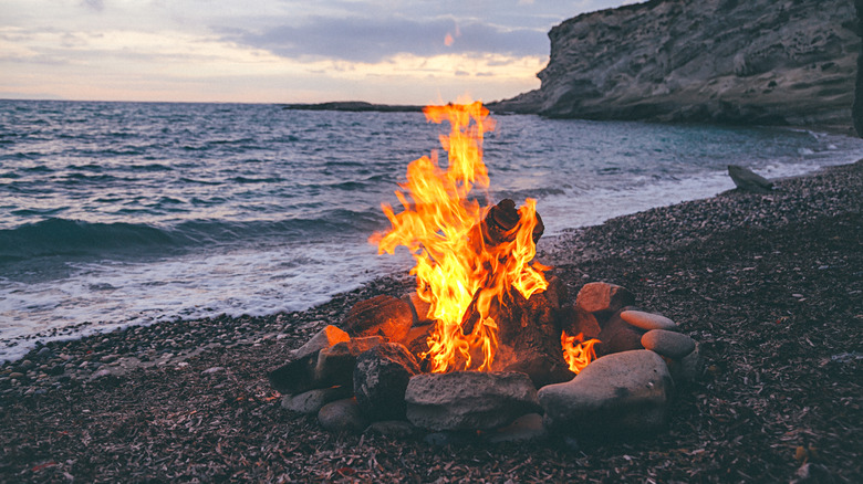 Stones around a camp fire