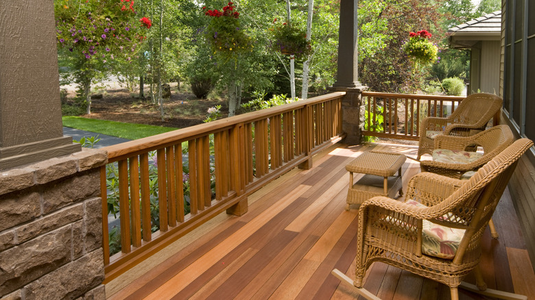Wooden deck outside home