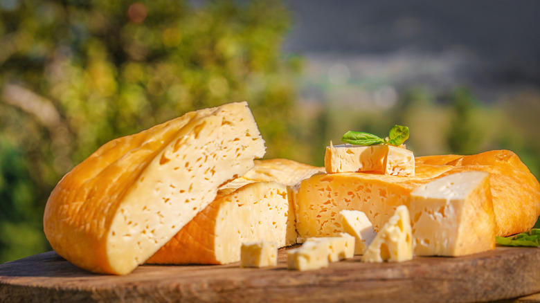 Cheese on platter outside