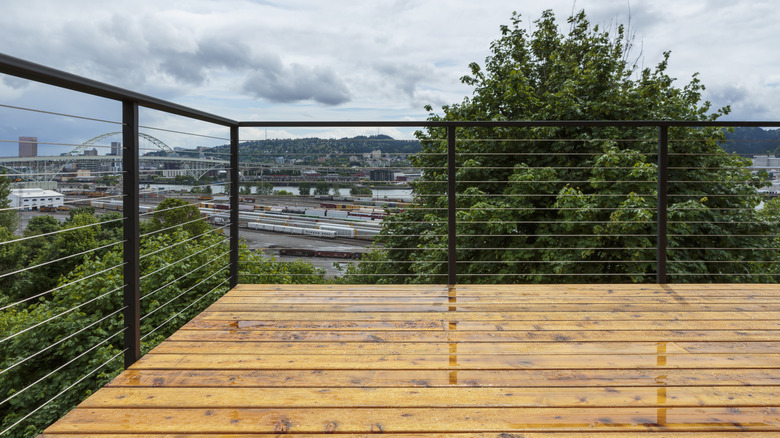 Cable railing provides a clear view of the city