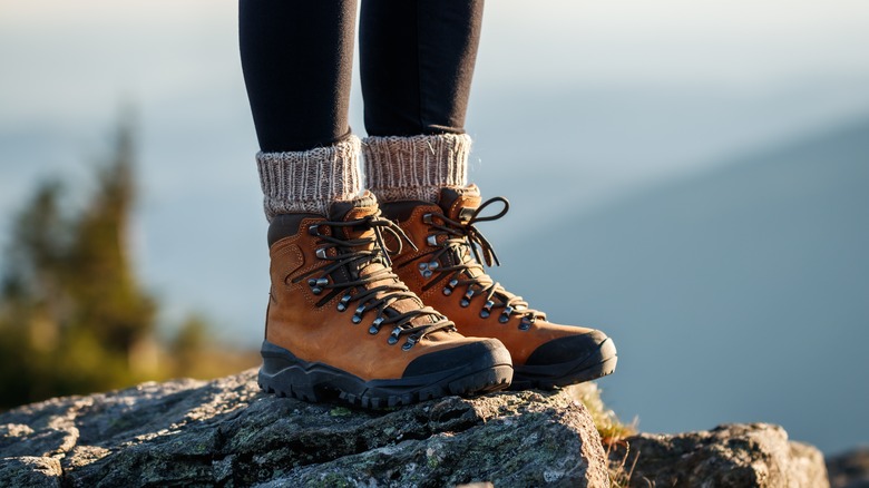 Hiking shoes with wool socks