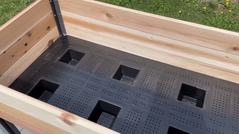 CedarCraft self-watering raised bed planter, before dirt is added